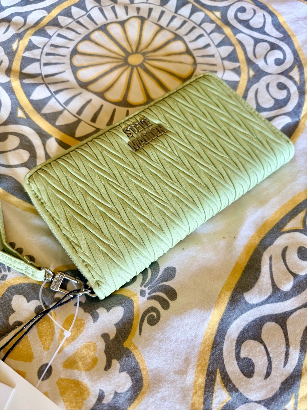 Steve Madden Lime Green Quilted Wristlet